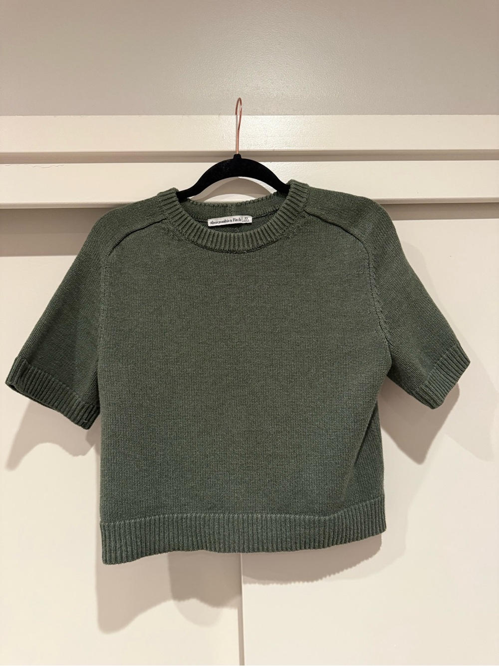 Abercrombie & Fitch Short Sleeve Crewneck Sweater - Moss Green